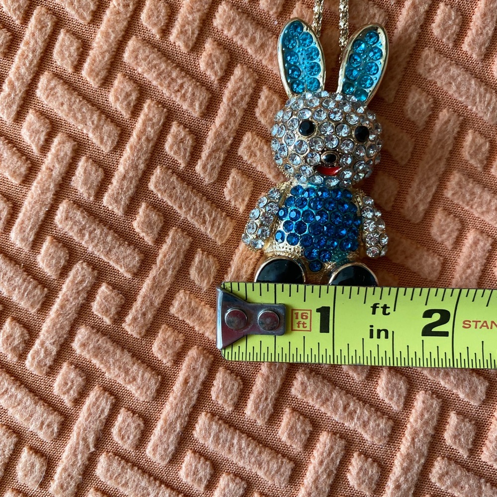 Cute Rhinestone Studded Easter Rabbit Necklace - Picture 4 of 4